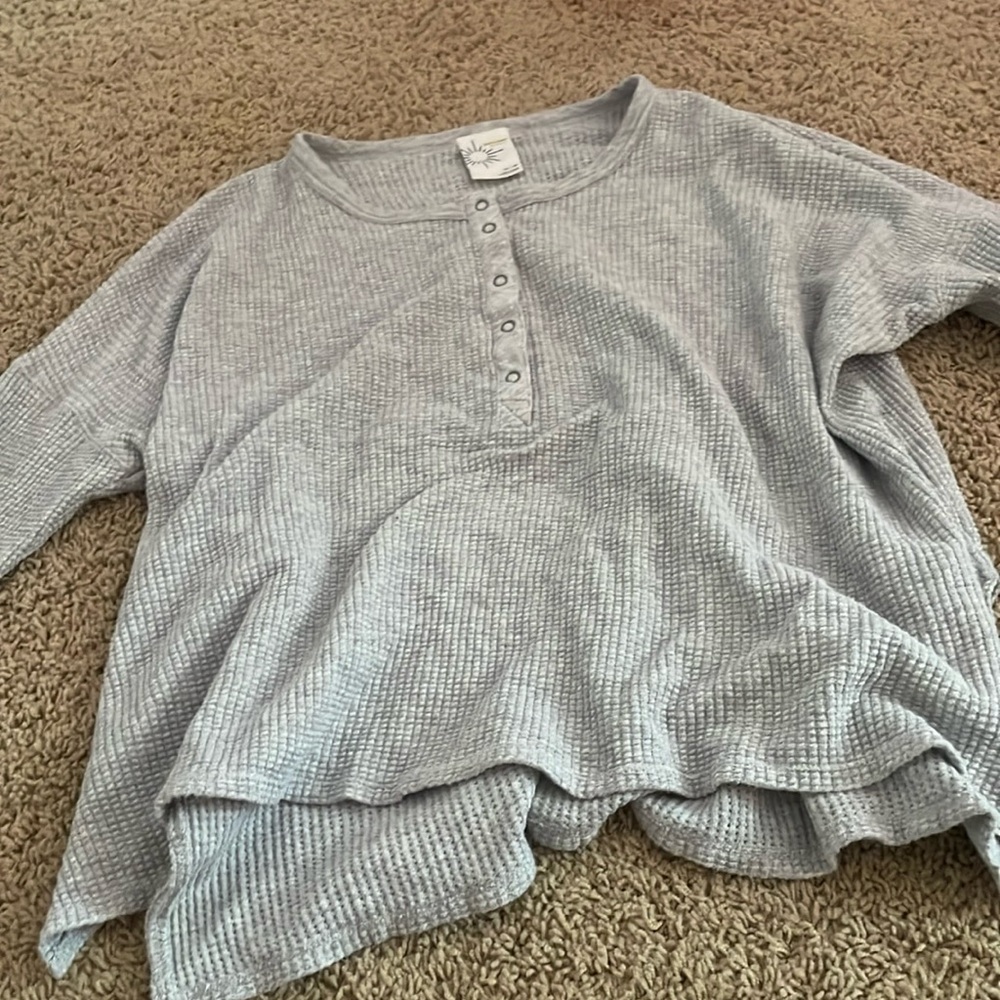Offline by Aerie Extra Small/xs Gray Waffle Long Sleeve